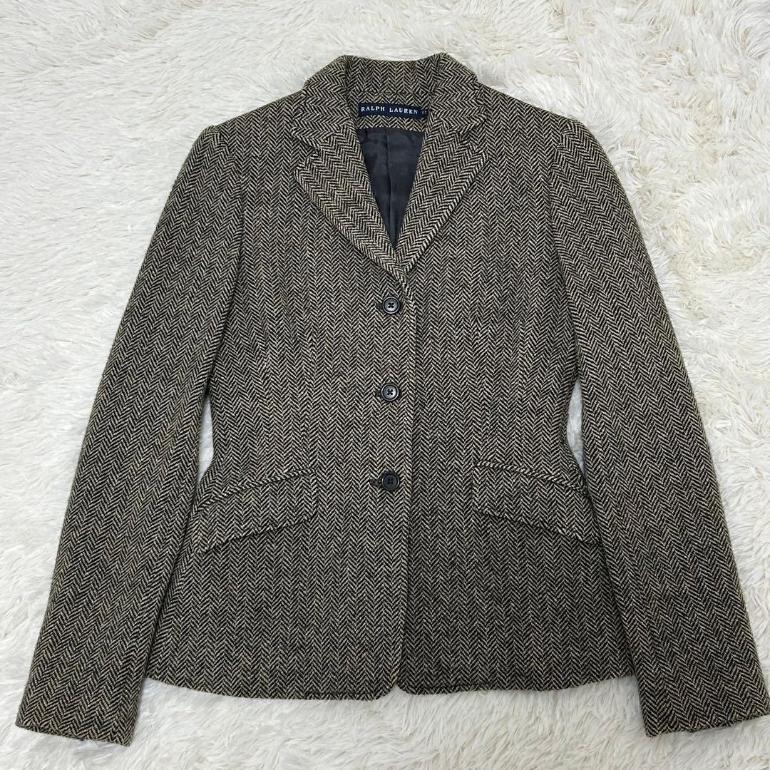 【美品】ラルフローレン ウール ツィードジャケット ヘリンボーン 11号