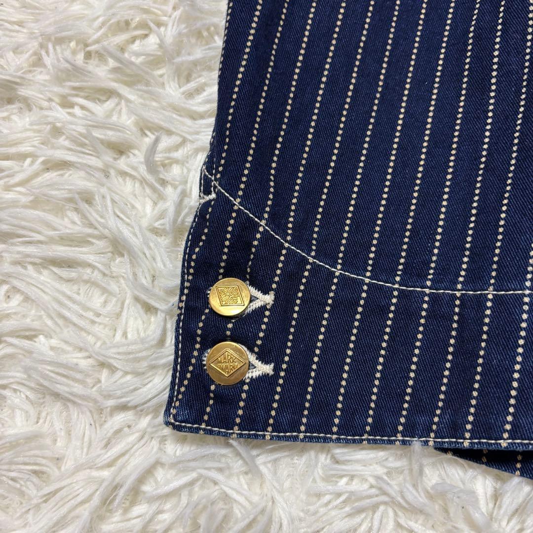 MARKAWARE ネイビー ストライプ カバーオール 金ボタン