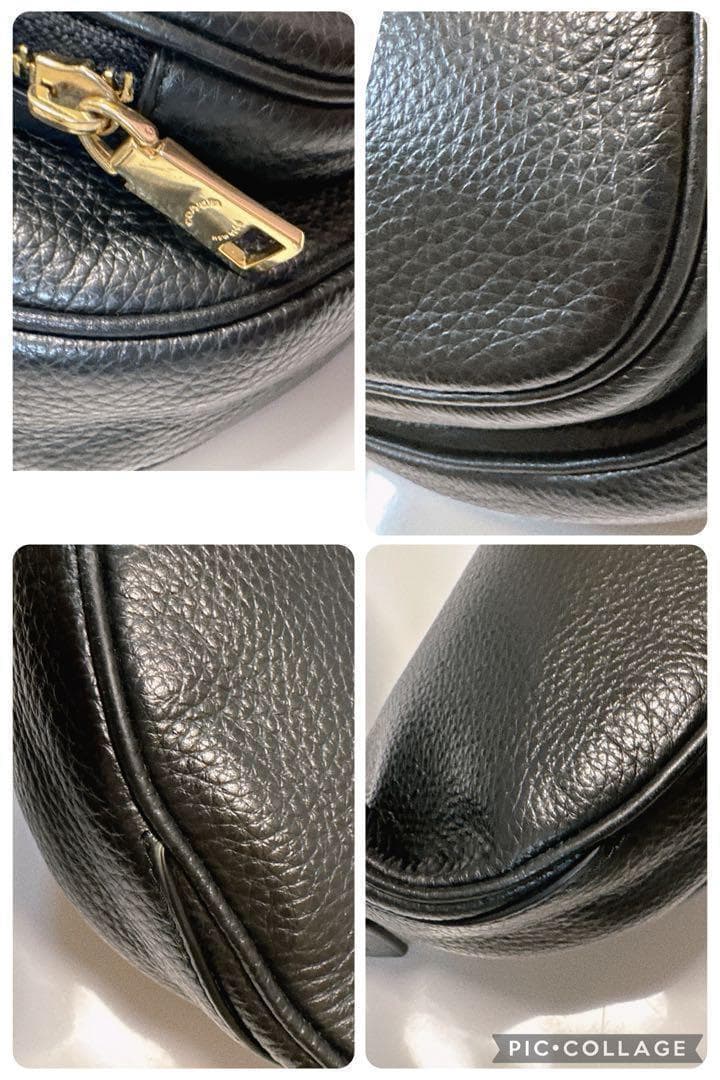 極美品　コーチ　ウエストポーチ　ボディバッグ　ネイビー　ペプルドレザー　6488