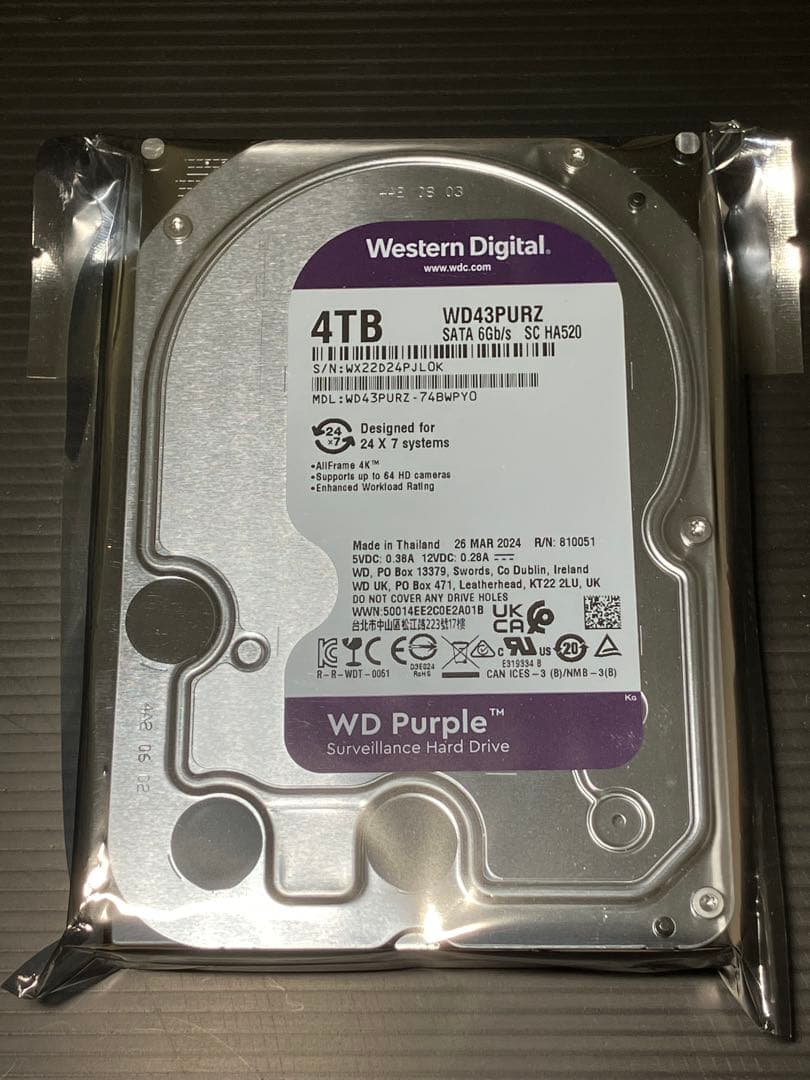Western Digital 4TB パープル WD43PURZ HDD