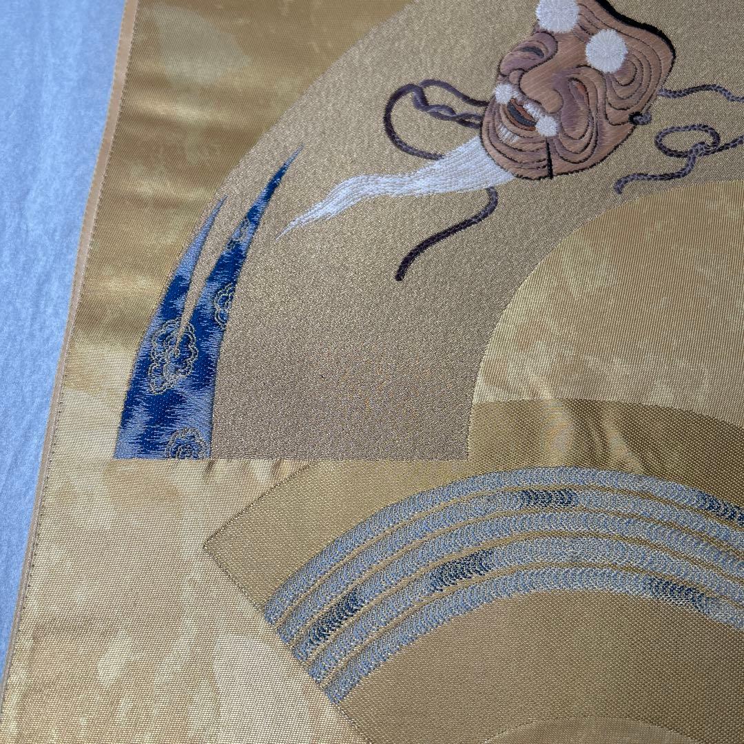 【翁 本金箔】金色 波模様 六通柄袋帯1226