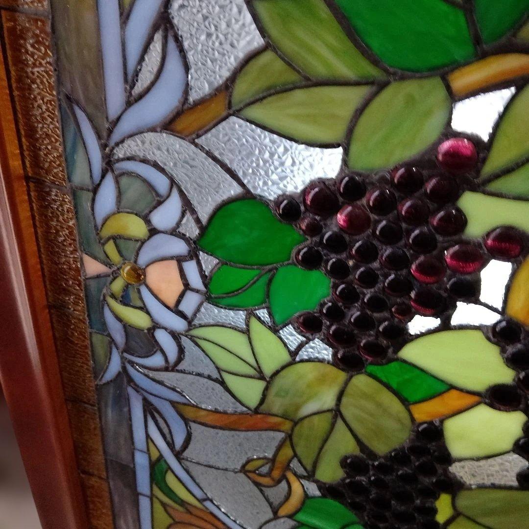 壁飾り 壁掛け ステンドグラス 葡萄柄 西洋アンティーク インテリア