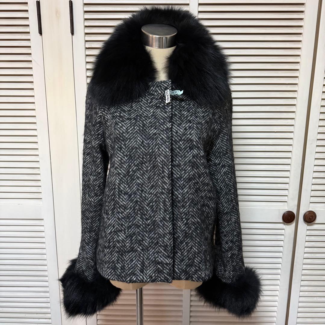 美品◆クリーニング済◆グレースコンチネンタル◆Foxファーツイードジャケット