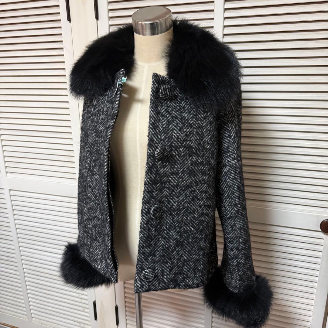 美品◆クリーニング済◆グレースコンチネンタル◆Foxファーツイードジャケット