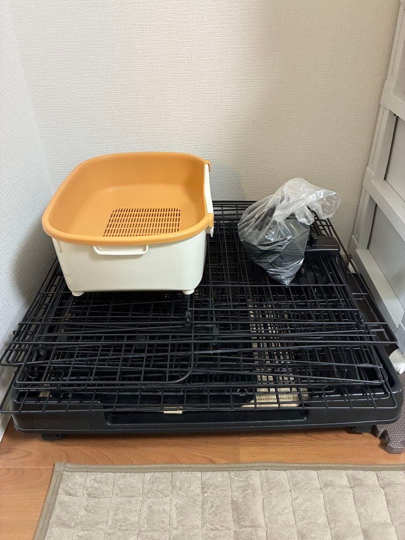 猫ケージ 3段 キャットケージ ハンモック付き ブラック＋デオトイレ