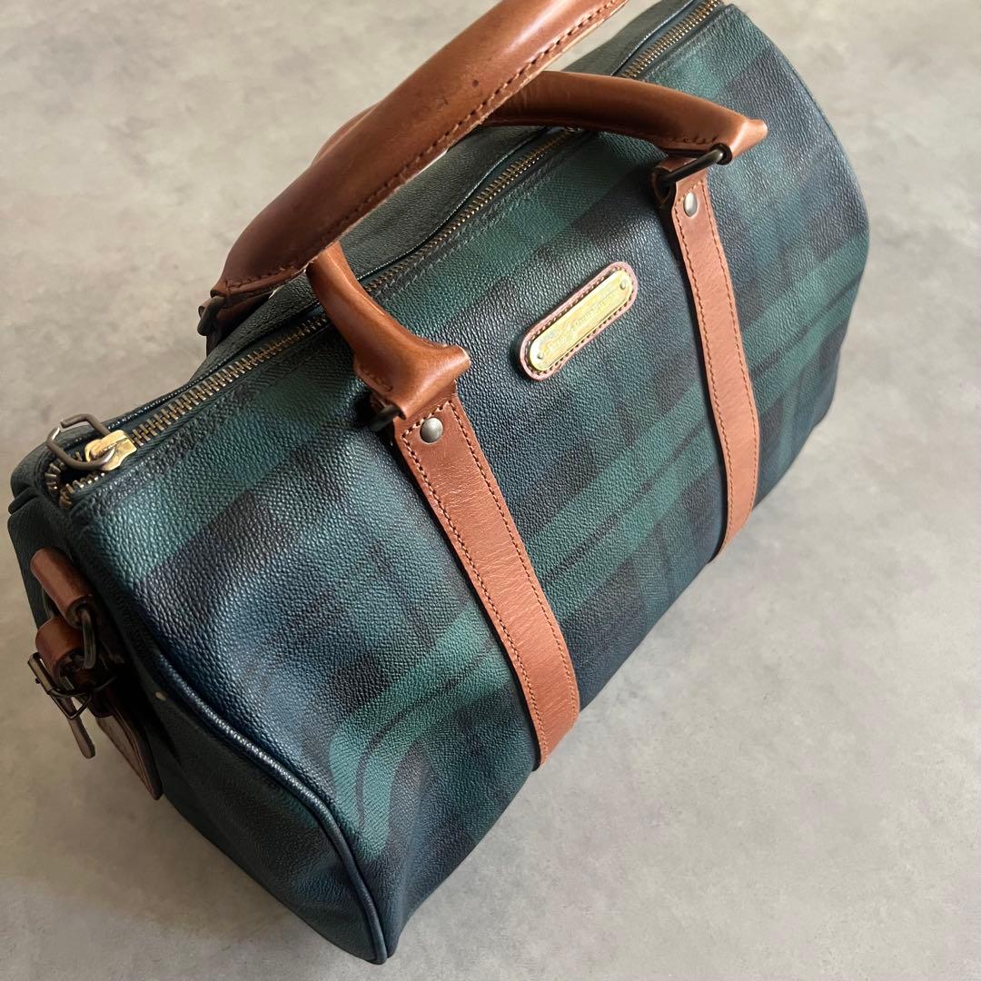 ラルフローレン ボストン バッグ ブラックウォッチ レザー 旅行