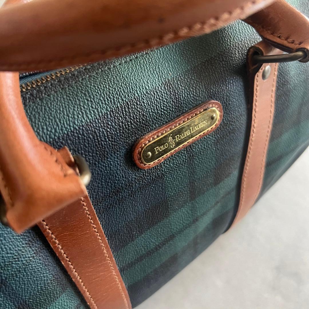 ラルフローレン ボストン バッグ ブラックウォッチ レザー 旅行