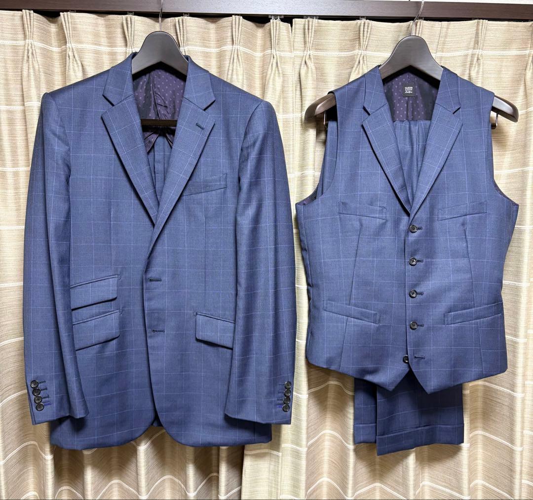 【ドーメル】TAKEO KIKUCHI 最高級スリーピーススーツ　ネイビー