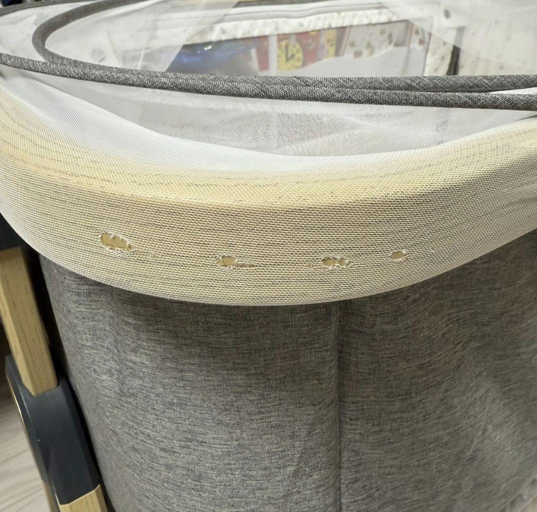 【最終値下げ】HZDMJ キャスター付 ベビーベッド 折りたたみ グレー