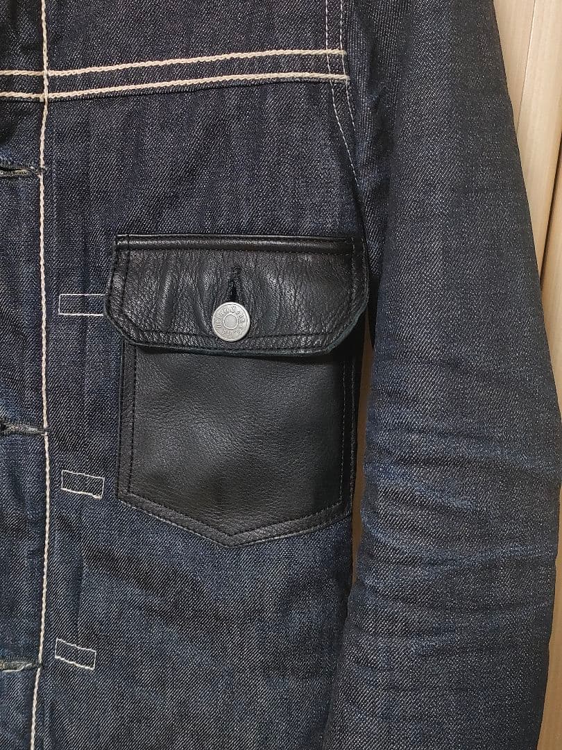 美品 DELAYbyWin＆Sons デニムボア ジャケット レザー切替 2 M