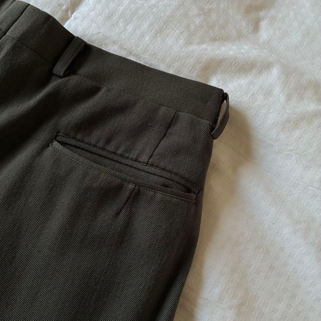 90sビンテージギャバジンウールインプリーツ3タックワイドパンツイタリアミラノ