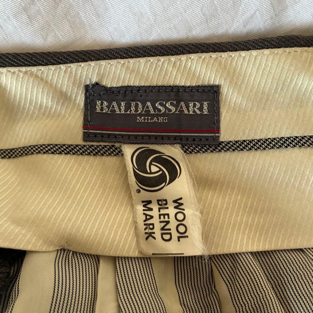 90sビンテージギャバジンウールインプリーツ3タックワイドパンツイタリアミラノ