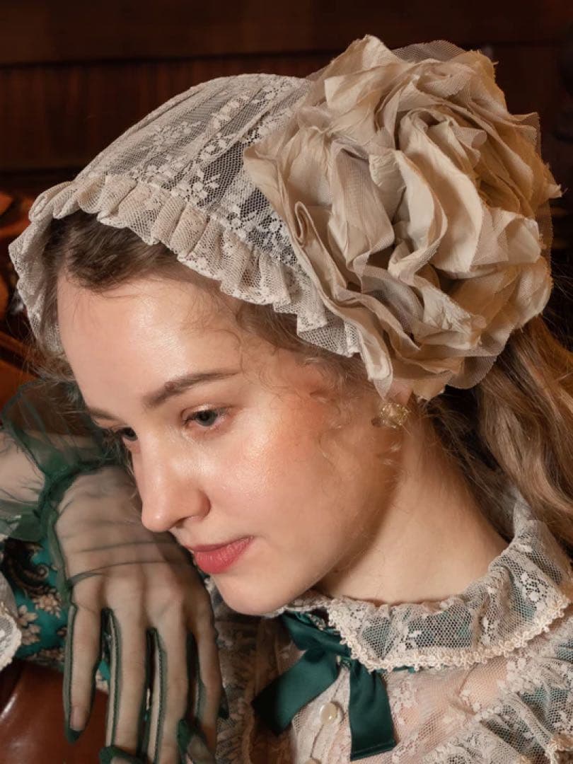 Victorian maiden ハーフボンネット 黒レース