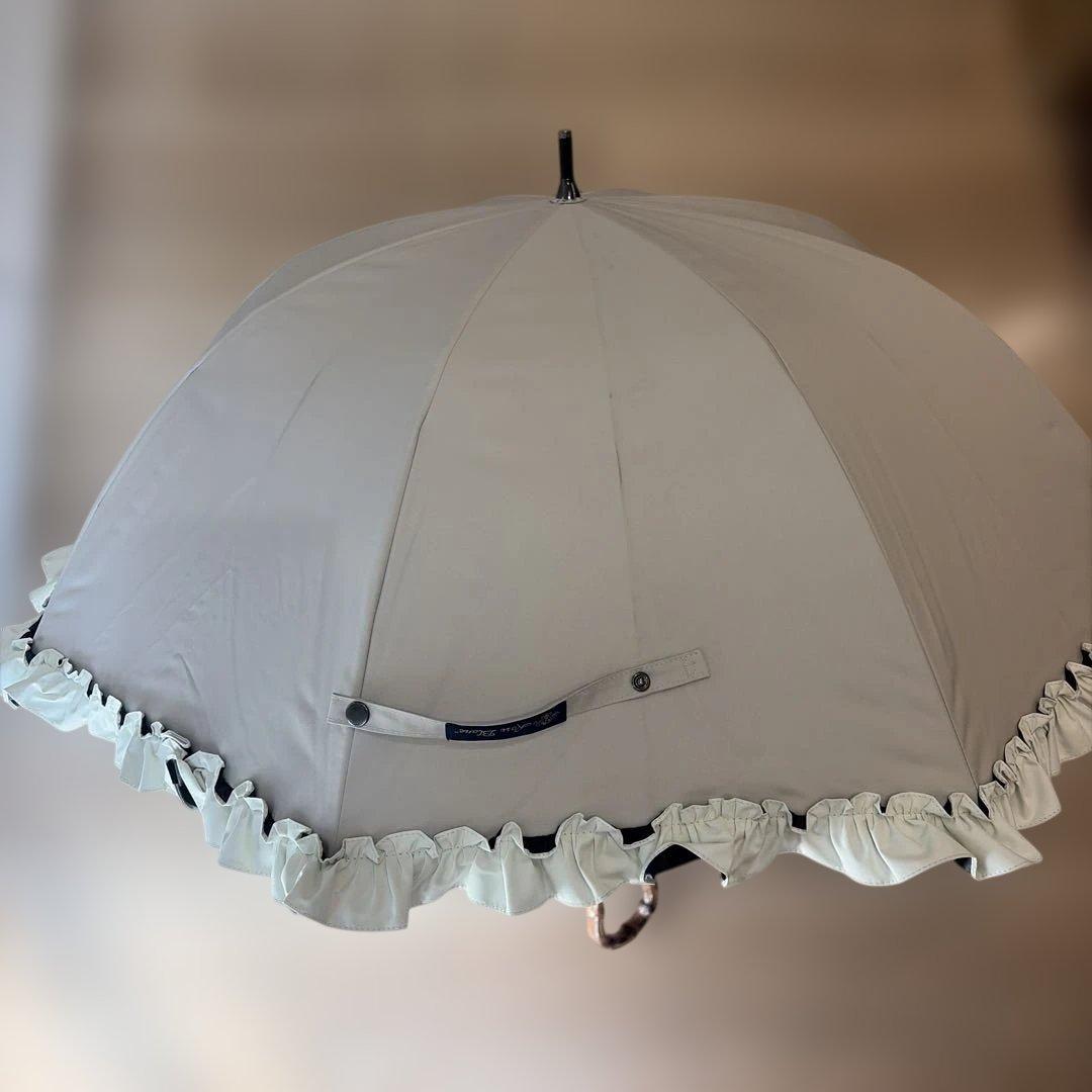 芦屋ロサブラン 長傘 シングル ミドル フリル ベージュ 日傘