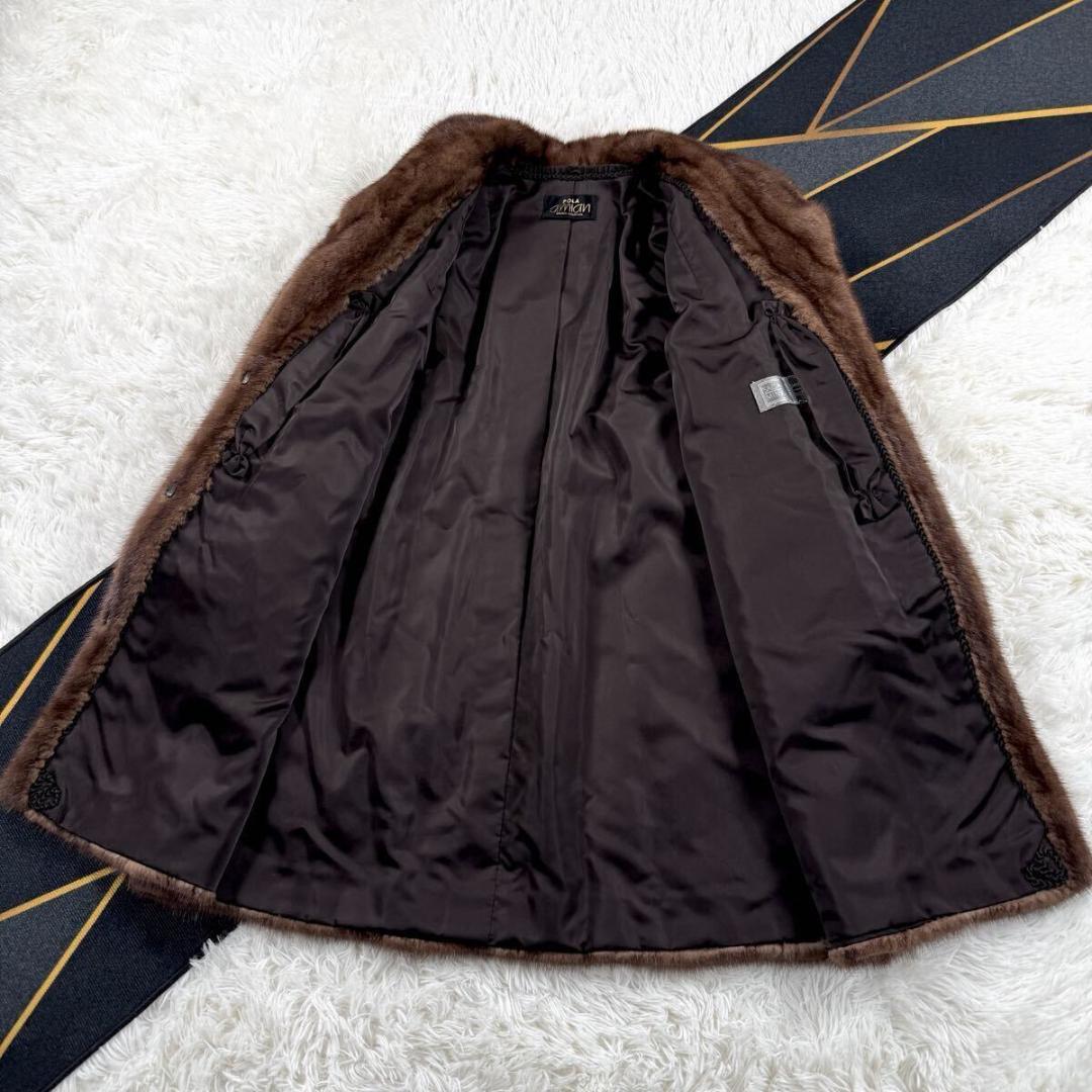 美品 総丈95㎝ サガミンク デミバフミンク ファーコート XL AA182