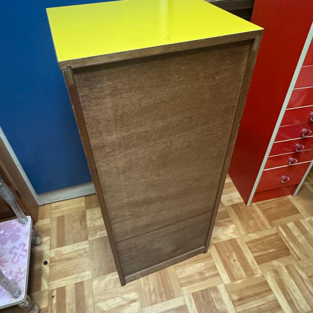 美品　昭和レトロ　当時物　黄色　チェスト　タンス　引き出し　レトロポップ
