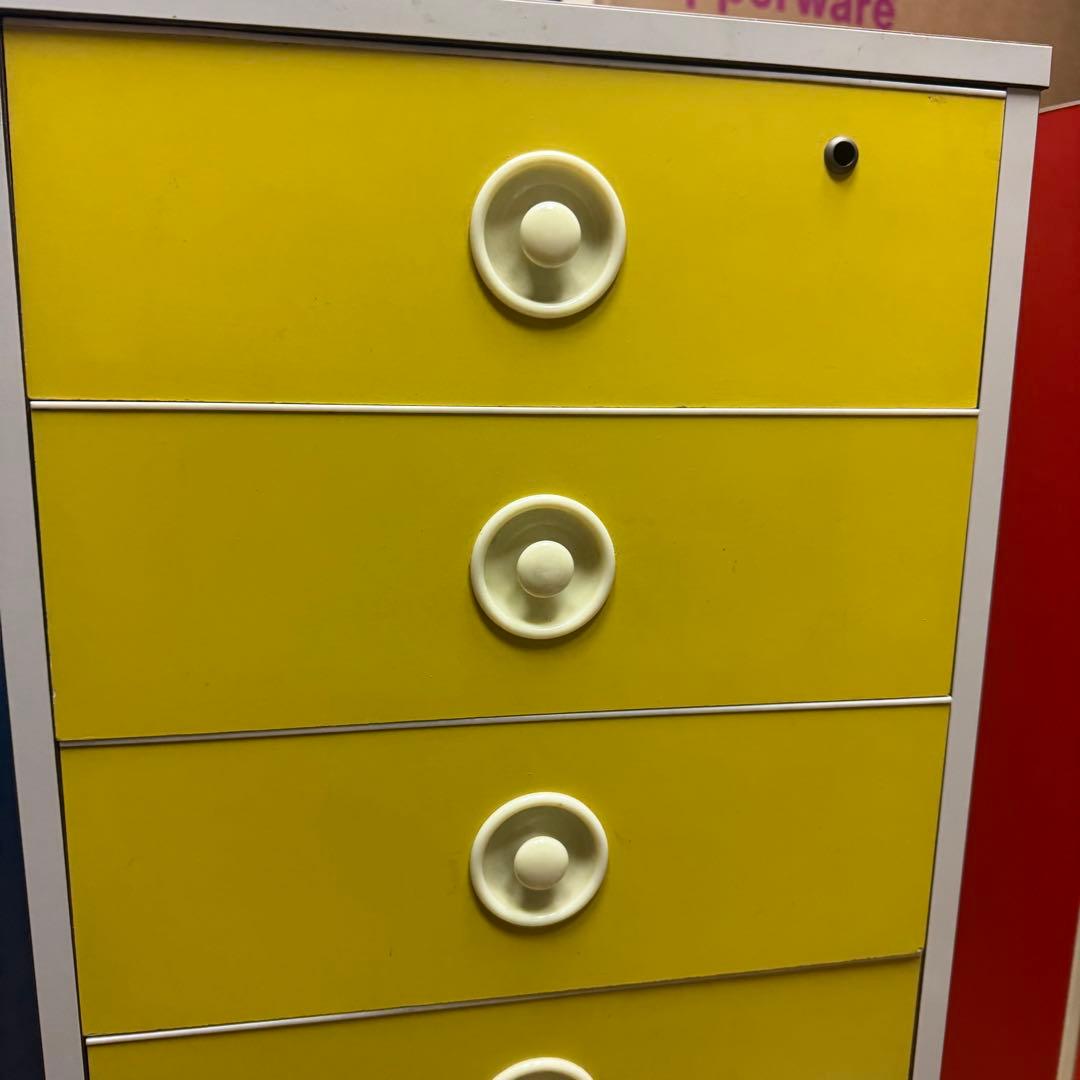 美品　昭和レトロ　当時物　黄色　チェスト　タンス　引き出し　レトロポップ