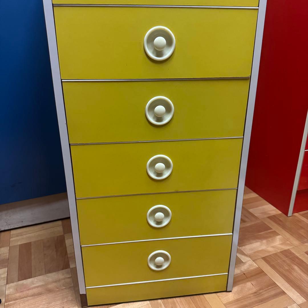 美品　昭和レトロ　当時物　黄色　チェスト　タンス　引き出し　レトロポップ