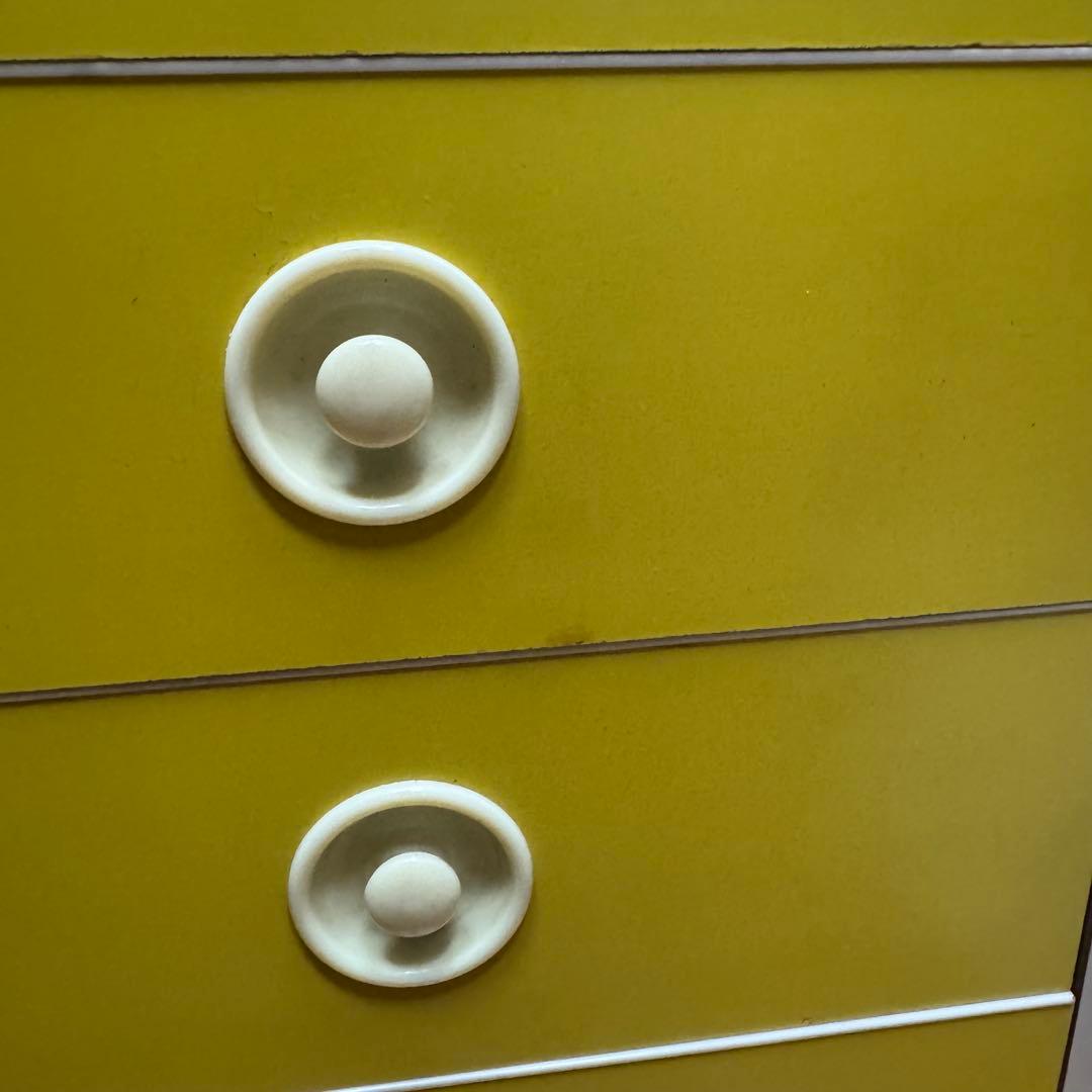 美品　昭和レトロ　当時物　黄色　チェスト　タンス　引き出し　レトロポップ