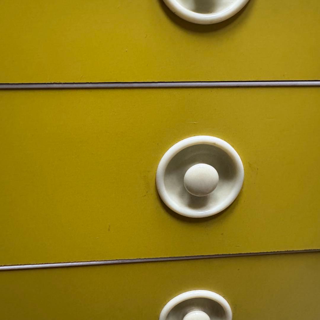 美品　昭和レトロ　当時物　黄色　チェスト　タンス　引き出し　レトロポップ