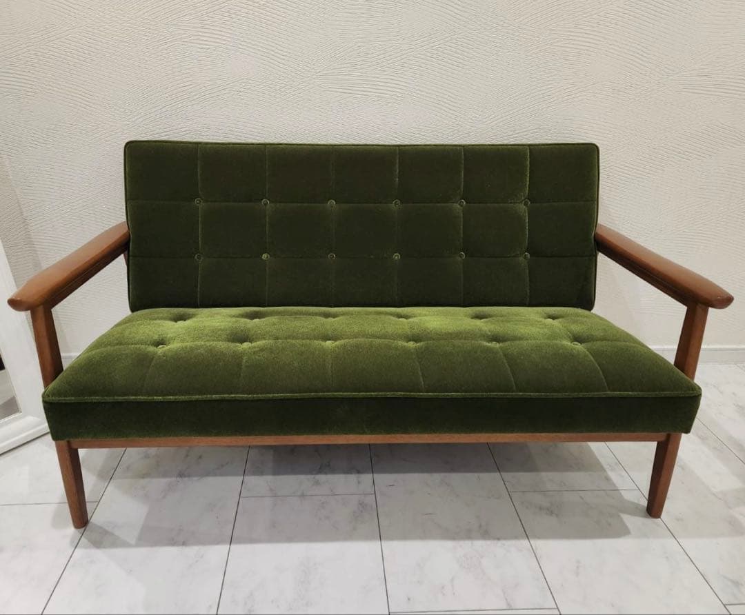 karimoku カリモク60Kチェア2シーター　モケットグリーン