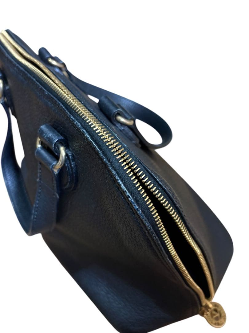 ヴァレンティノガラヴァーニ ハンドバッグ レザー シボ革 ロゴ ブラック