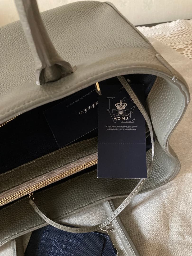 ADMJ グレー レザー バッグ