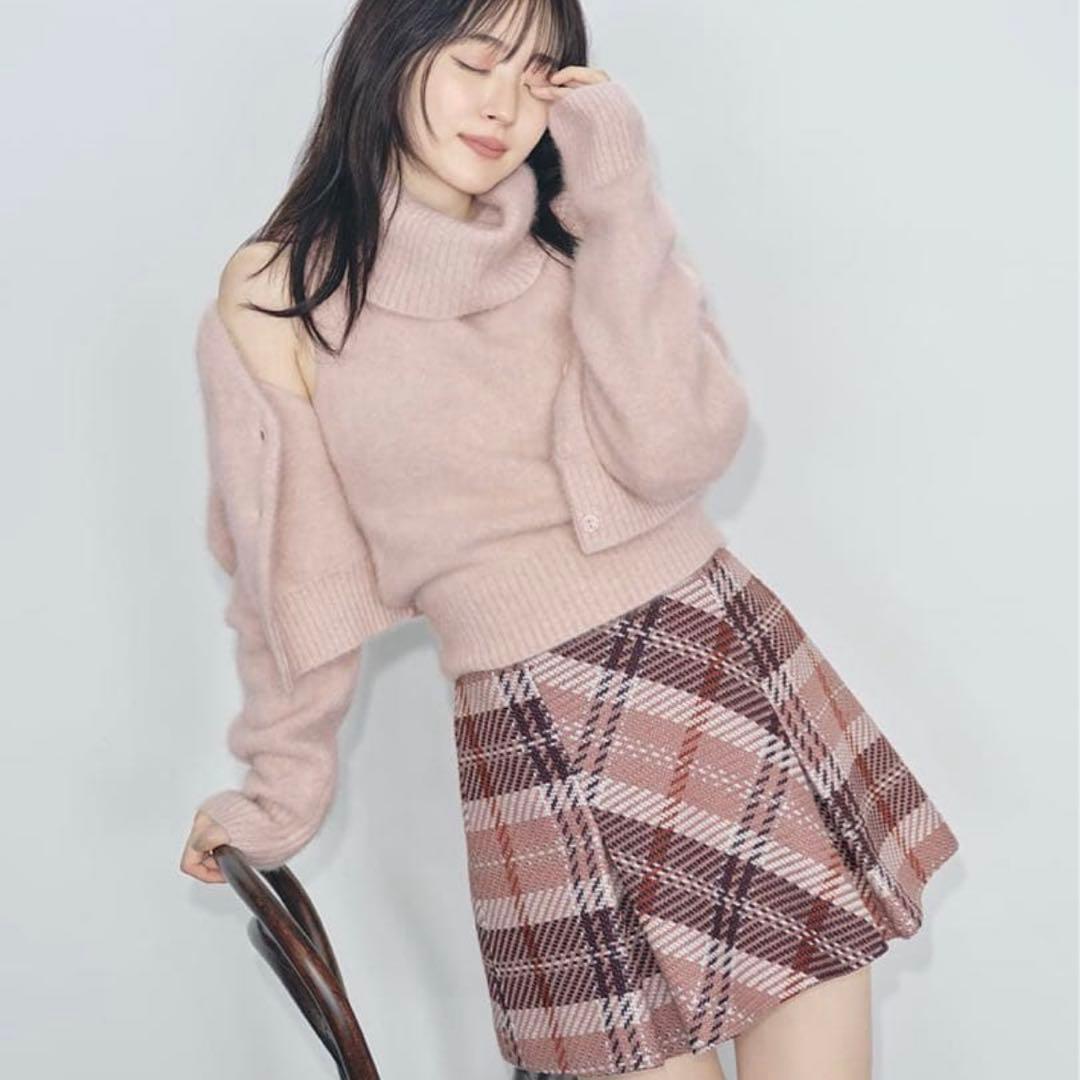 SNIDEL ロービングチェックミニスカート　1