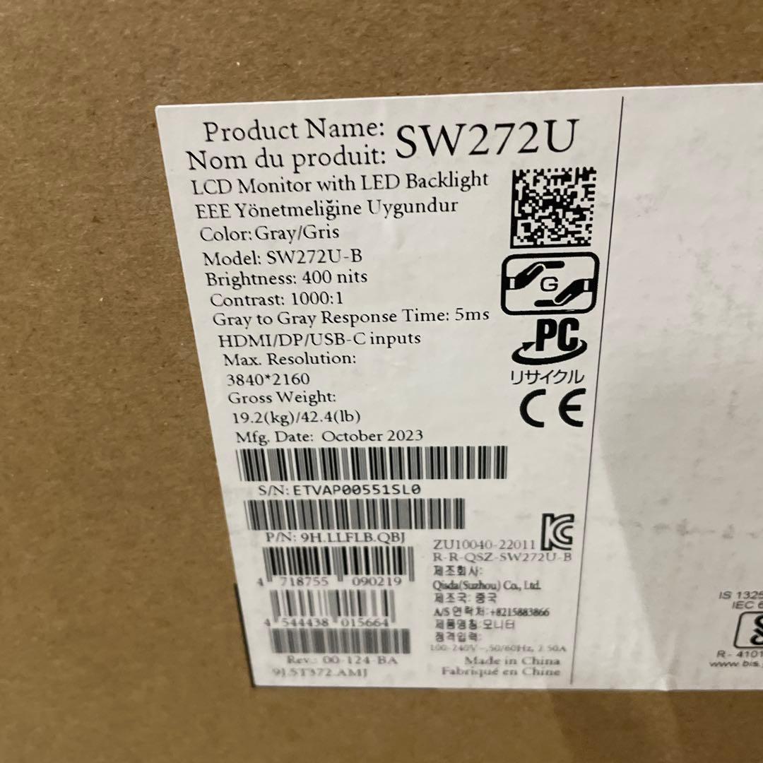 ベンキュージャパン BenQ AQCOLORシリーズ 27型 SW272U