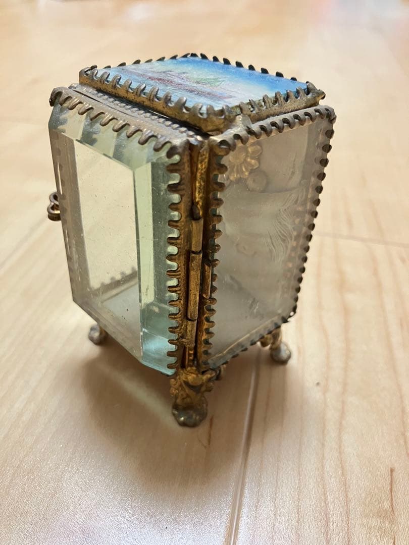 フランス　アンティーク　ガラス　ジュエリーボックス　ケース　ブロカント　蚤の市