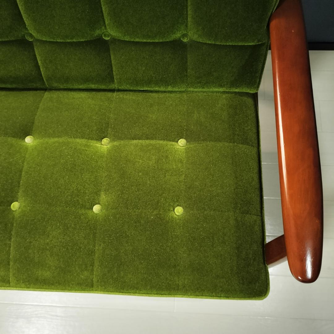 【カリモク60】 Kチェア ソファ 2人掛け モケットグリーン karimoku