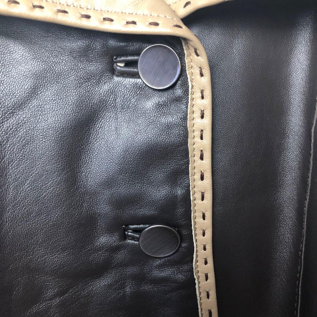 BALMAIN レザーシングルライダースジャケット ラム 羊 黒 ベージュ 13