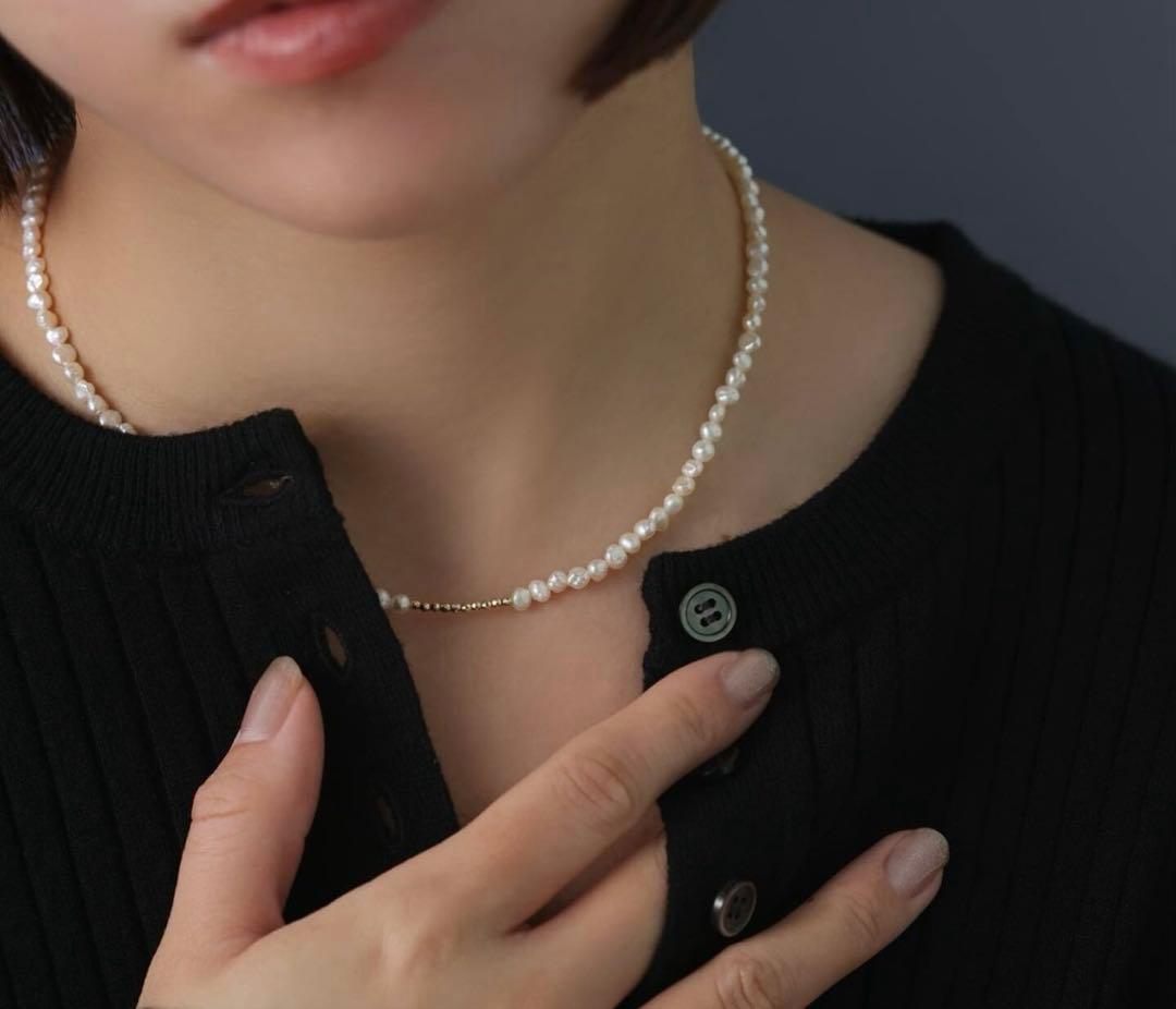 lilas ミラーボールサザレパールネックレスk10