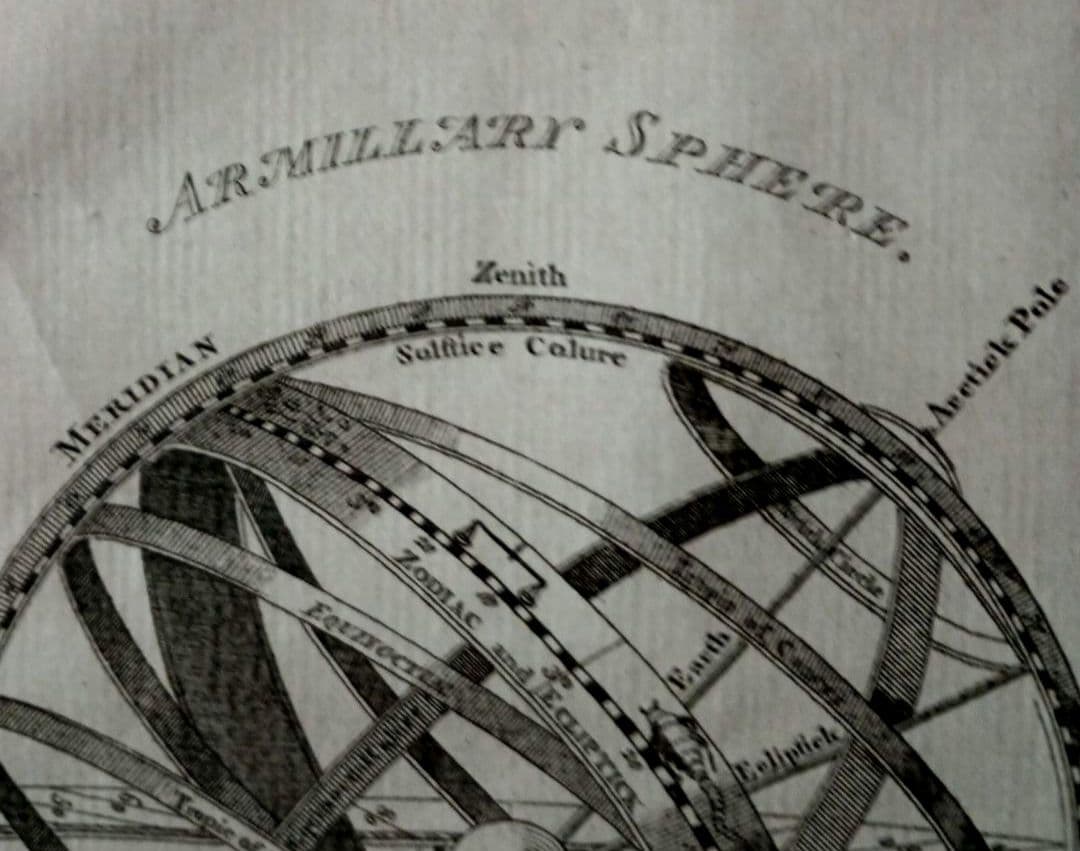 額装品　1750年　T.KITCHIN　「アーミナリ天球儀」渾天儀