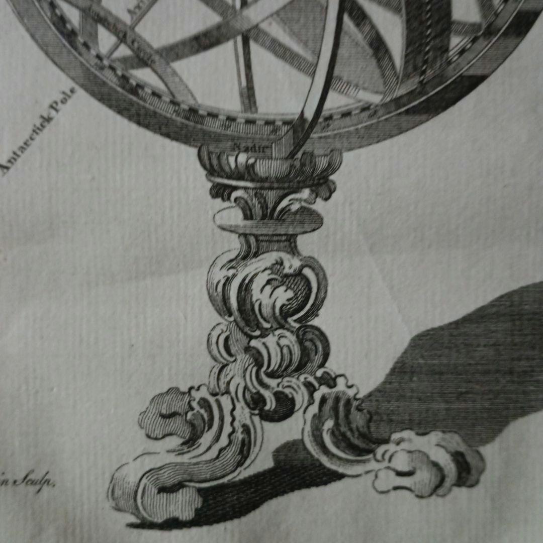 額装品　1750年　T.KITCHIN　「アーミナリ天球儀」渾天儀