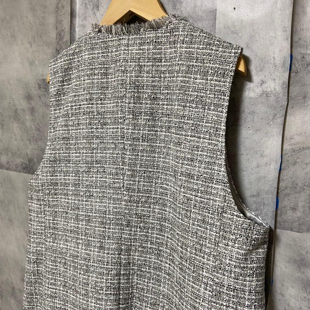 【UNTITLED】ラメ入り ファンシーツイードジレ 新品 Mサイズ グレー