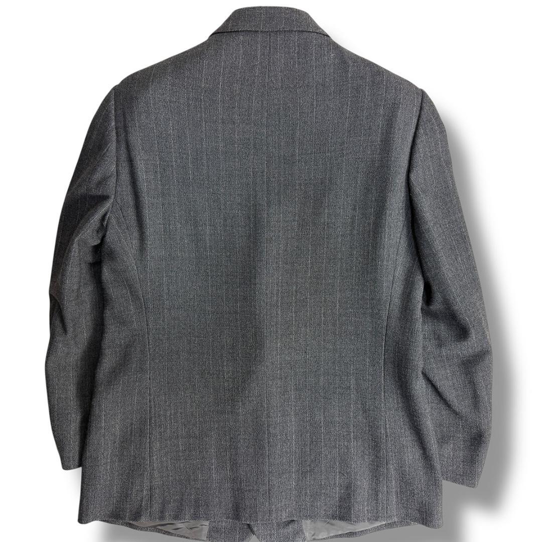 J5119美品 ジョルジオアルマーニ 黒タグチョークストライプスーツ グレー54