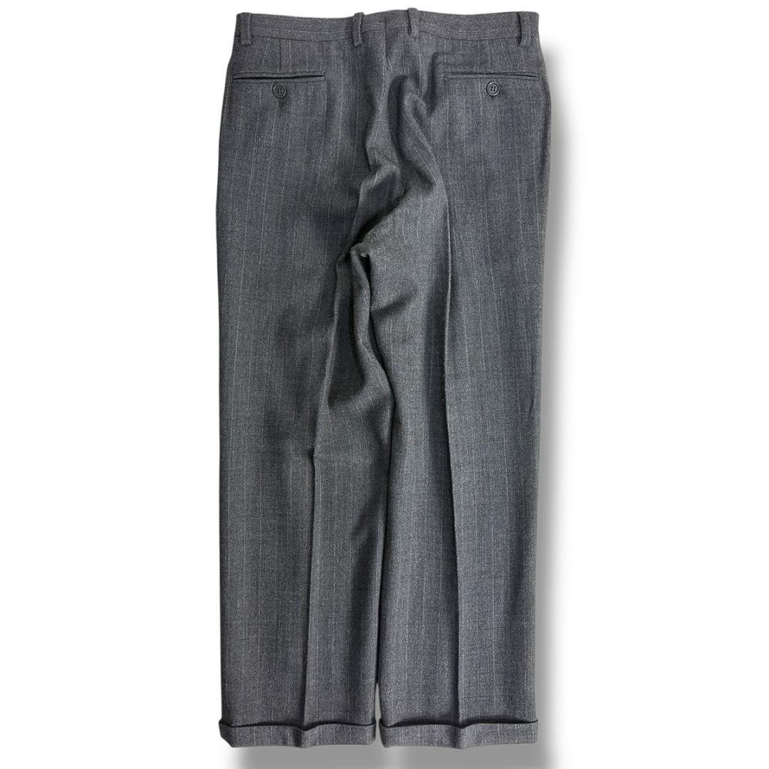 J5119美品 ジョルジオアルマーニ 黒タグチョークストライプスーツ グレー54