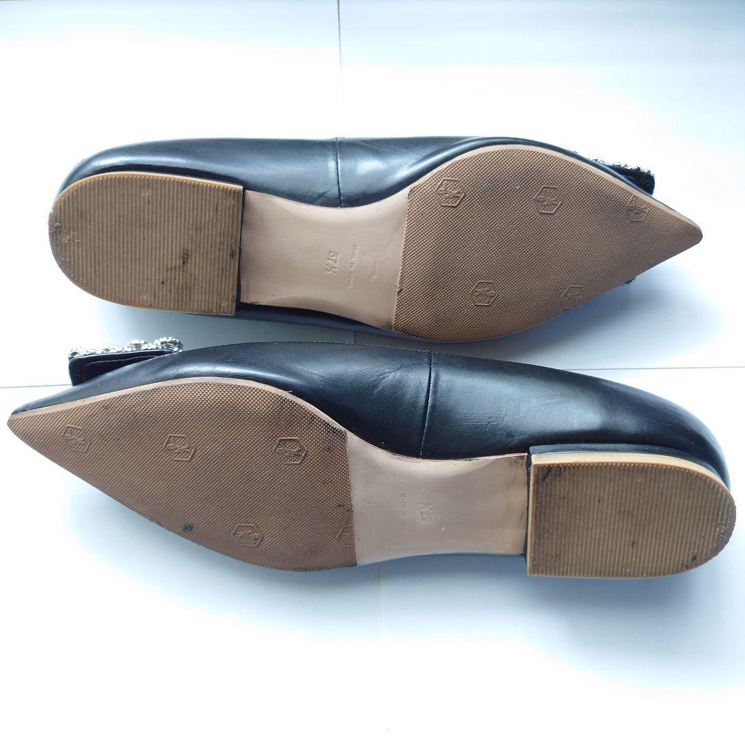 PIPPICHIC ピッピシック 24.5 ブラック フラットシューズ ビジュー