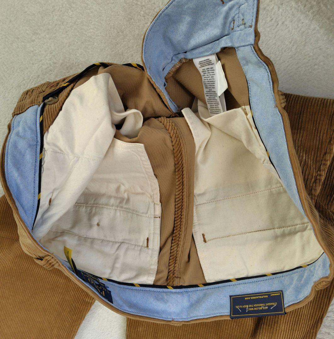 新品タグ付き　現行　ポロラルフローレン　コーデュロイパンツ　刺繍　キャメル