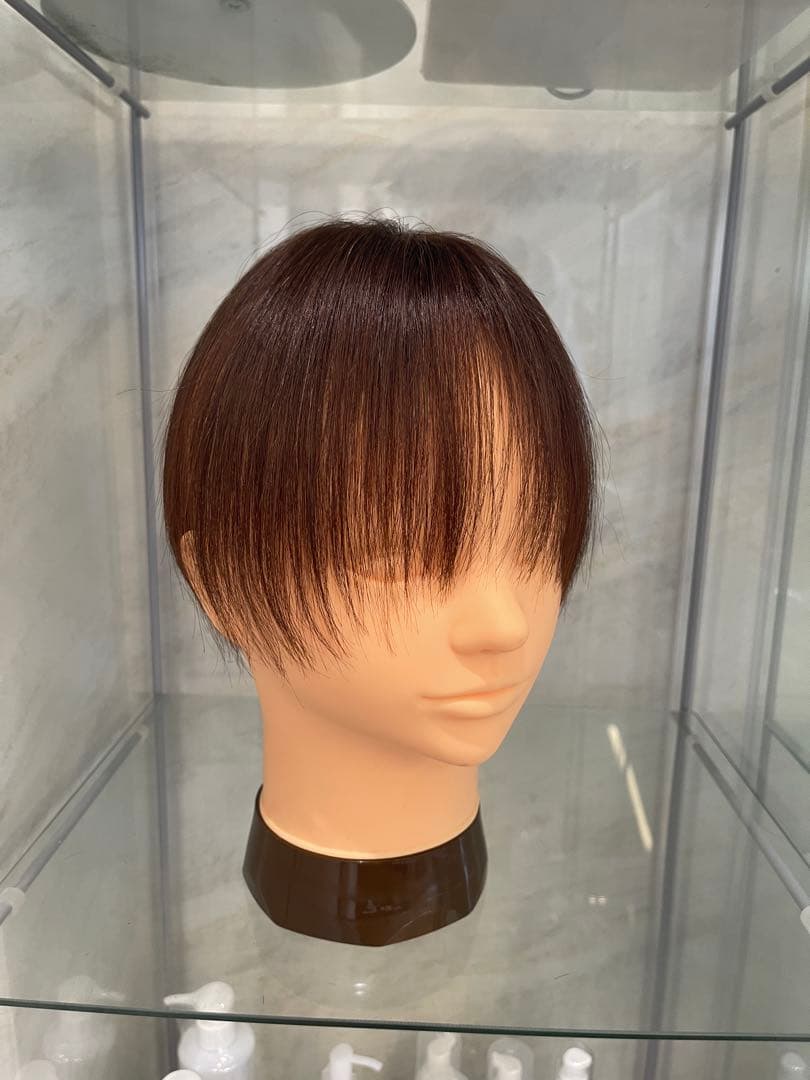 人毛ブラウン100%レミー毛ウィッグソムリエバランス調整済み部分ウィッグ