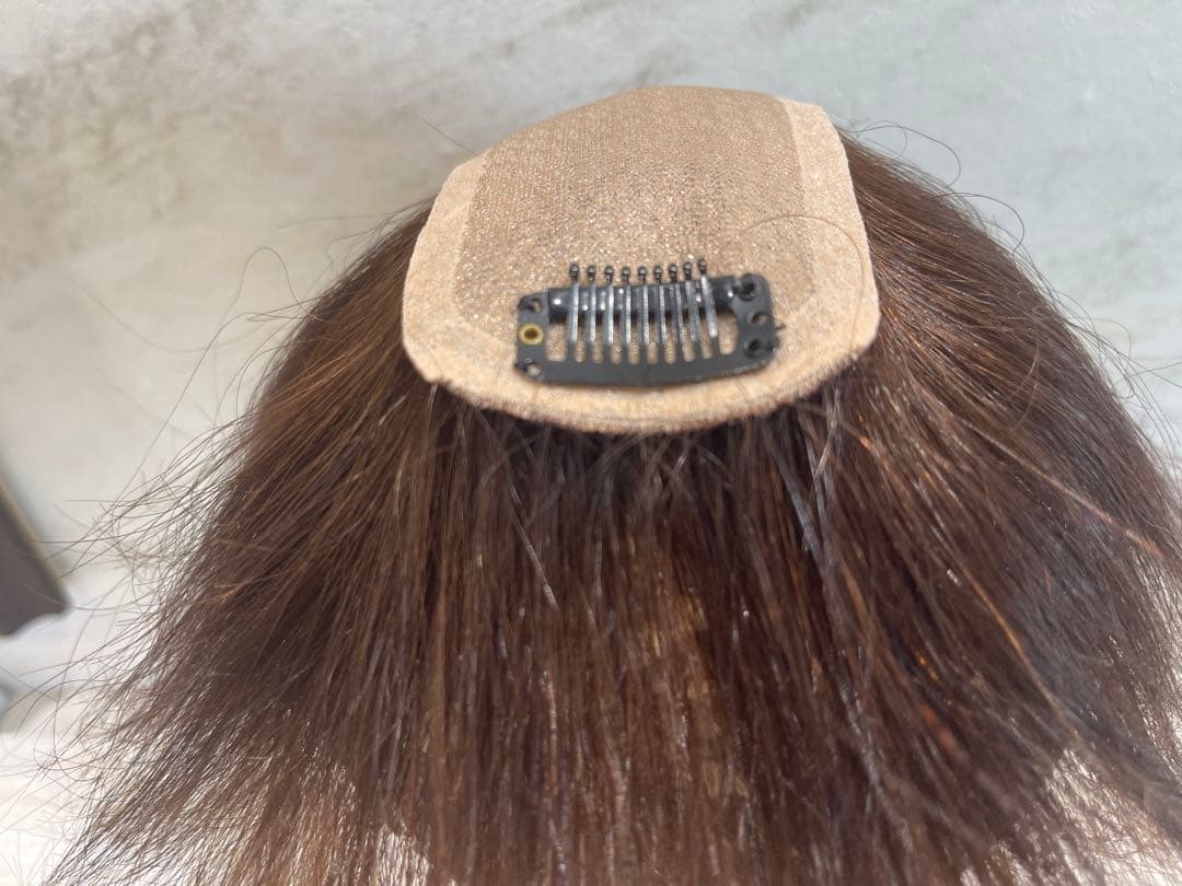 人毛ブラウン100%レミー毛ウィッグソムリエバランス調整済み部分ウィッグ