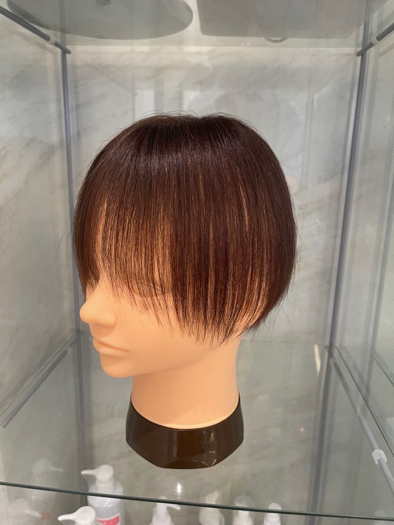人毛ブラウン100%レミー毛ウィッグソムリエバランス調整済み部分ウィッグ