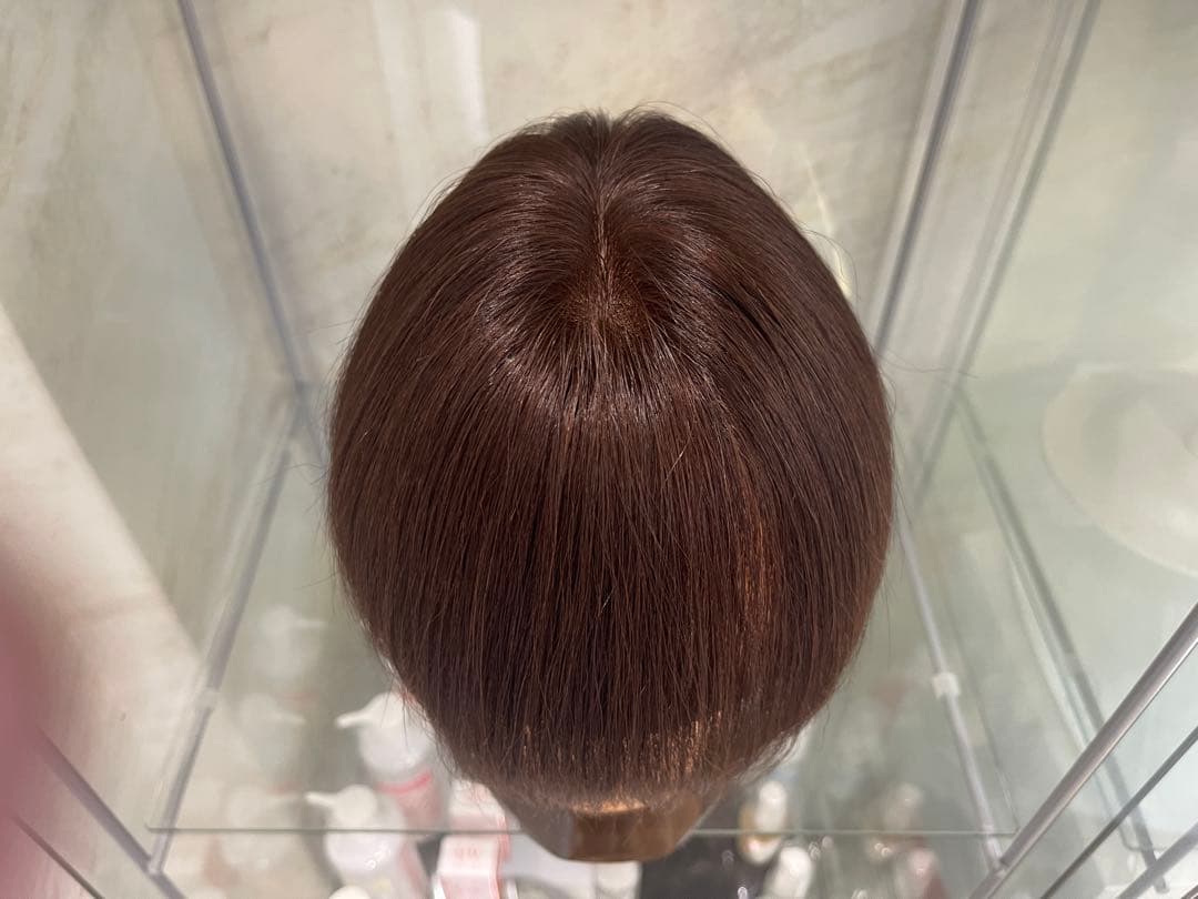 人毛ブラウン100%レミー毛ウィッグソムリエバランス調整済み部分ウィッグ