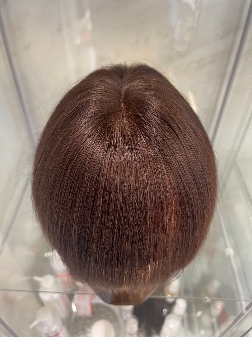 人毛ブラウン100%レミー毛ウィッグソムリエバランス調整済み部分ウィッグ