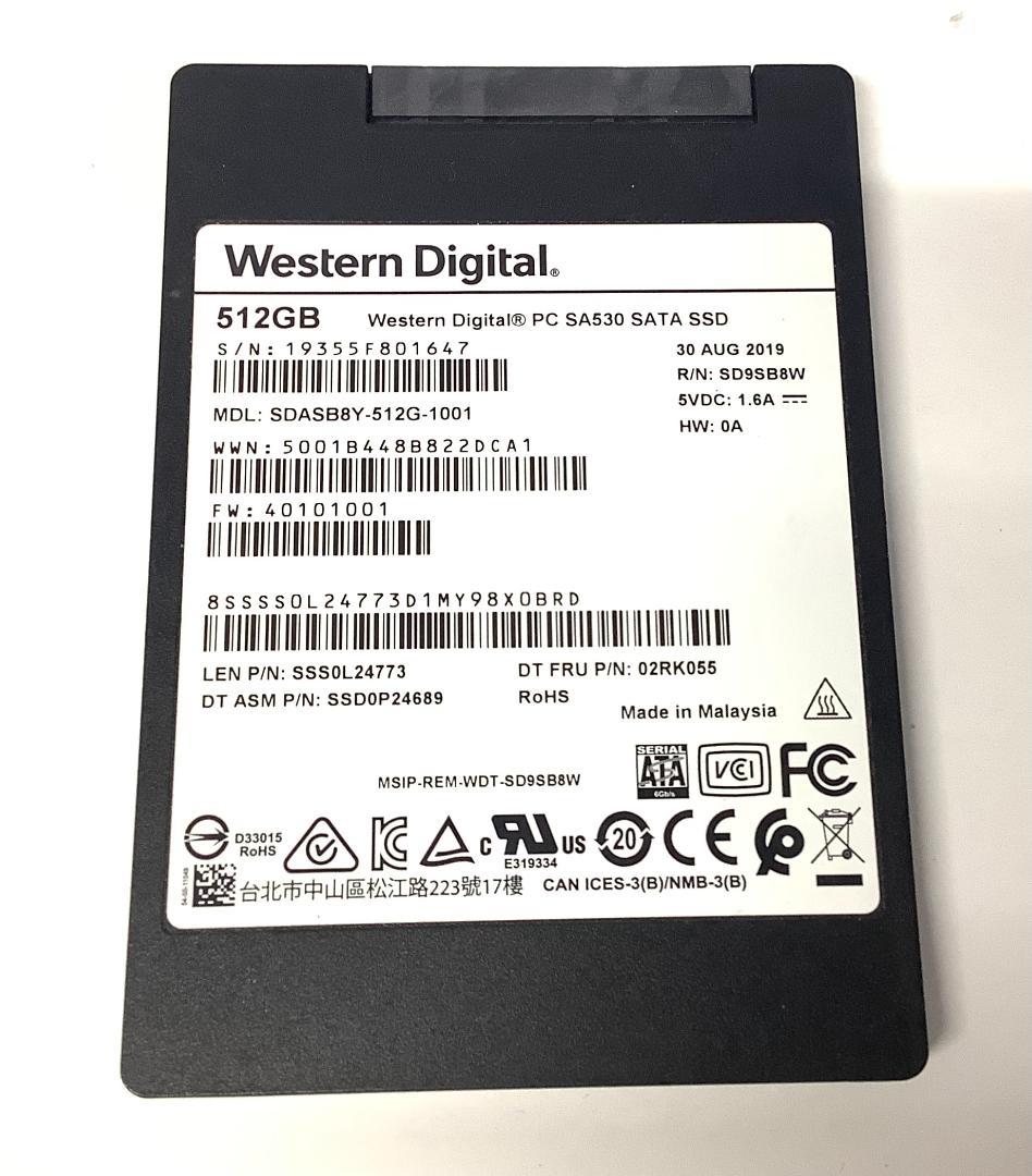 ②-WA348 WD SATA 512GB SSD 2.5 1点