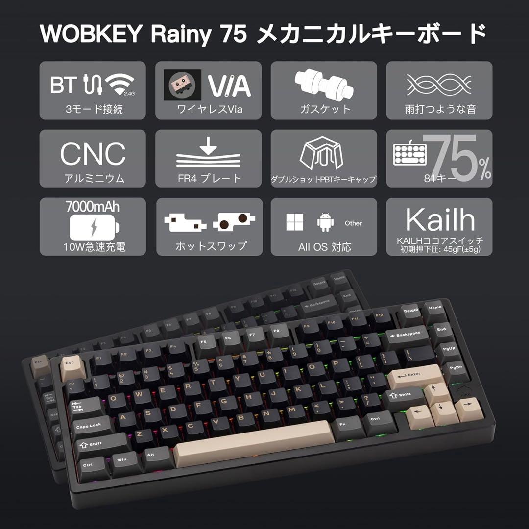 【新品】 WOBKEY Rainy75 Proモデル ブルー