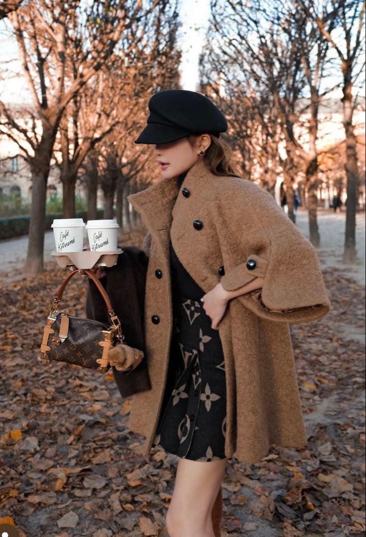 shellerシェリエclassical cape like coatキャメル