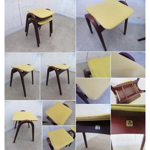 秋田木工■剣持スツール■No.202■2脚セット■スタッキング■名作■剣持勇■