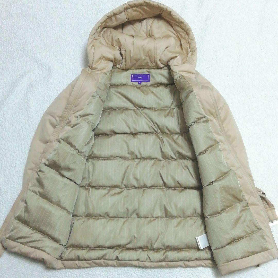 極美品ビームスゴルフ ベルト付属フーデッドダウン(M)Wジップ ベージュ色